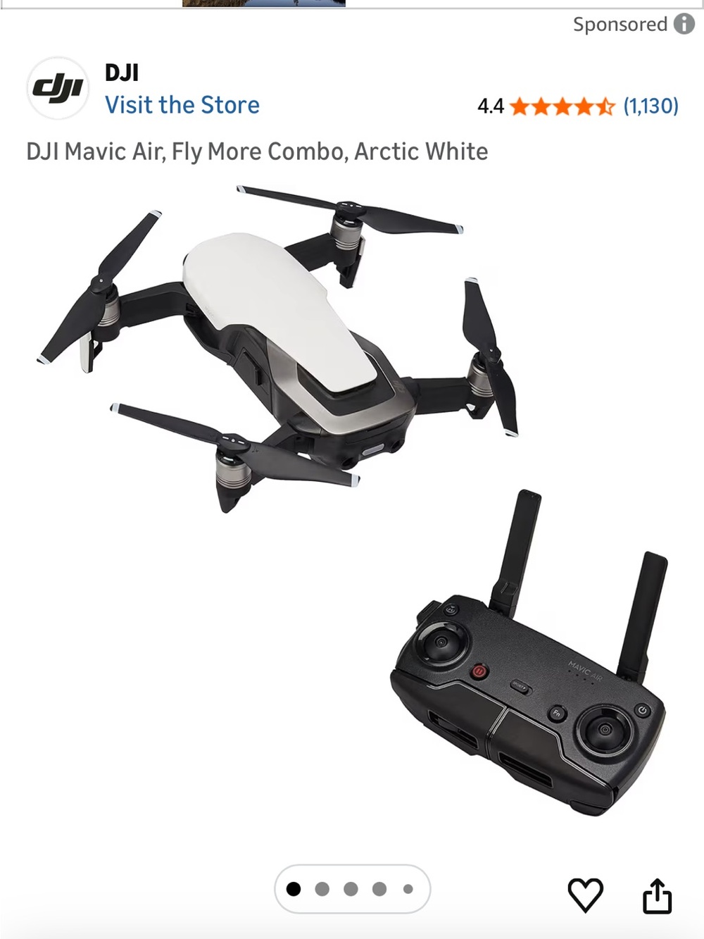 DJI Mavic Air Quadcopter Drone Arctic White Fly More Combo